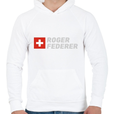 PRINTFASHION Roger Federer - Férfi kapucnis pulóver - Fehér férfi pulóver, kardigán