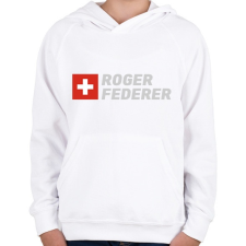 PRINTFASHION Roger Federer - Gyerek kapucnis pulóver - Fehér gyerek pulóver, kardigán