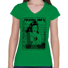 PRINTFASHION Rohadt törvény - Női V-nyakú póló - Zöld női póló