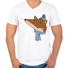 PRINTFASHION Róka fej - Férfi V-nyakú póló - Fehér