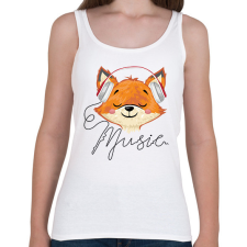 PRINTFASHION Róka fejhallgatóval - Női atléta - Fehér női trikó