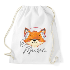 PRINTFASHION Róka fejhallgatóval - Sportzsák, Tornazsák - Fehér tornazsák