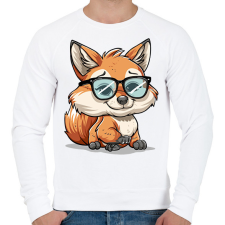 PRINTFASHION Róka  - Férfi pulóver - Fehér férfi pulóver, kardigán