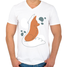 PRINTFASHION Róka - Férfi V-nyakú póló - Fehér