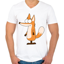 PRINTFASHION Róka  - Férfi V-nyakú póló - Fehér férfi póló