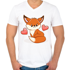 PRINTFASHION Róka  - Férfi V-nyakú póló - Fehér