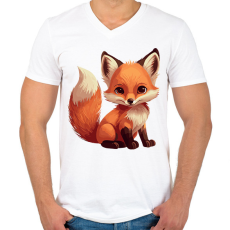 PRINTFASHION róka - Férfi V-nyakú póló - Fehér