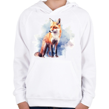 PRINTFASHION róka - Gyerek kapucnis pulóver - Fehér gyerek pulóver, kardigán