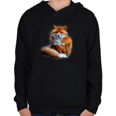 PRINTFASHION róka - Gyerek kapucnis pulóver - Fekete