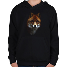 PRINTFASHION róka - Gyerek kapucnis pulóver - Fekete gyerek pulóver, kardigán