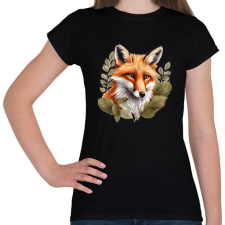 PRINTFASHION róka levelekkel - Női póló - Fekete női póló