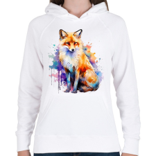 PRINTFASHION róka - Női kapucnis pulóver - Fehér női pulóver, kardigán