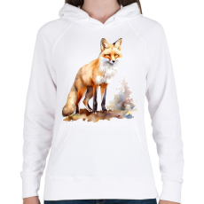 PRINTFASHION róka - Női kapucnis pulóver - Fehér