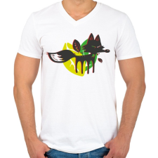 PRINTFASHION Róka - ősz - Férfi V-nyakú póló - Fehér férfi póló