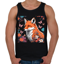 PRINTFASHION róka pillangókkal és virágokkal - Férfi atléta - Fekete atléta, trikó