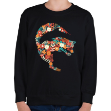 PRINTFASHION Róka virágokból - Gyerek pulóver - Fekete