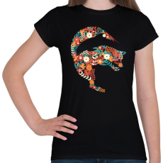 PRINTFASHION Róka virágokból - Női póló - Fekete