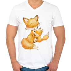 PRINTFASHION rókák - Férfi V-nyakú póló - Fehér