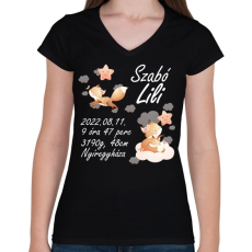 PRINTFASHION Rókás emlékörző - Női V-nyakú póló - Fekete