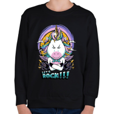 PRINTFASHION Rokker unikornis - Gyerek pulóver - Fekete gyerek pulóver, kardigán