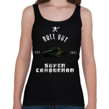 PRINTFASHION ROLLE OUT Super Conqeror - Női atléta - Fekete női trikó