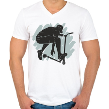 PRINTFASHION Roller - Férfi V-nyakú póló - Fehér férfi póló