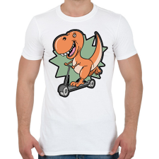 PRINTFASHION Rollerező dínó - Férfi póló - Fehér férfi póló