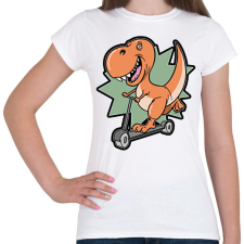 PRINTFASHION Rollerező dínó - Női póló - Fehér női póló