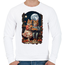 PRINTFASHION Romantikus macskák - Férfi pulóver - Fehér