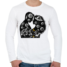 PRINTFASHION Romantikus univerzum - Férfi hosszú ujjú póló - Fehér