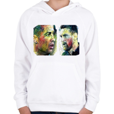 PRINTFASHION Ronaldo, Messi - Gyerek kapucnis pulóver - Fehér gyerek pulóver, kardigán