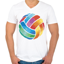 PRINTFASHION Röplabda - Férfi V-nyakú póló - Fehér férfi póló