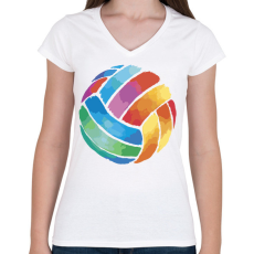PRINTFASHION Röplabda - Női V-nyakú póló - Fehér