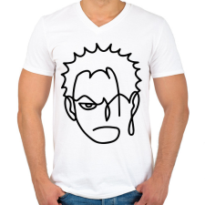 PRINTFASHION Roronoa Zoro - Férfi V-nyakú póló - Fehér férfi póló