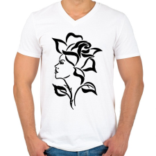 PRINTFASHION rose - Férfi V-nyakú póló - Fehér férfi póló