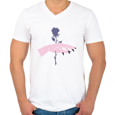 PRINTFASHION Rose Hand - Férfi V-nyakú póló - Fehér férfi póló