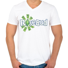 PRINTFASHION Rosebud - Férfi V-nyakú póló - Fehér férfi póló