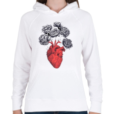 PRINTFASHION RoseHeart - Női kapucnis pulóver - Fehér