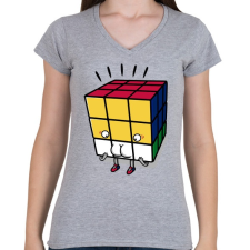 PRINTFASHION Rossz forgatás - Női V-nyakú póló - Sport szürke női póló