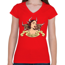 PRINTFASHION Rossz kislány - Női V-nyakú póló - Piros női póló