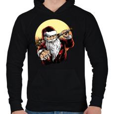 PRINTFASHION Rossz télapó - Férfi kapucnis pulóver - Fekete