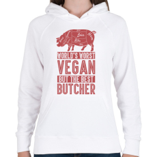 PRINTFASHION Rossz vegán - Jó hentes - Női kapucnis pulóver - Fehér