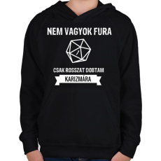 PRINTFASHION Rosszat dobtam karizmára - Gyerek kapucnis pulóver - Fekete