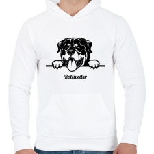 PRINTFASHION Rottweiler - Férfi kapucnis pulóver - Fehér férfi pulóver, kardigán