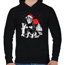 PRINTFASHION Rottweiler Karácsony - Férfi kapucnis pulóver - Fekete férfi pulóver, kardigán