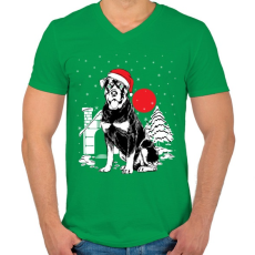 PRINTFASHION Rottweiler Karácsony - Férfi V-nyakú póló - Zöld