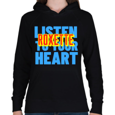 PRINTFASHION ROXETTE LISTEN TO YOUR HEART - Női kapucnis pulóver - Fekete