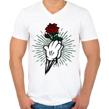 PRINTFASHION Rózsa 02 - Férfi V-nyakú póló - Fehér férfi póló