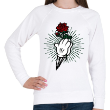 PRINTFASHION Rózsa 02 - Női pulóver - Fehér női pulóver, kardigán