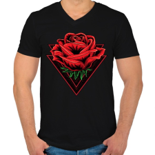 PRINTFASHION Rózsa háromszög - Férfi V-nyakú póló - Fekete férfi póló